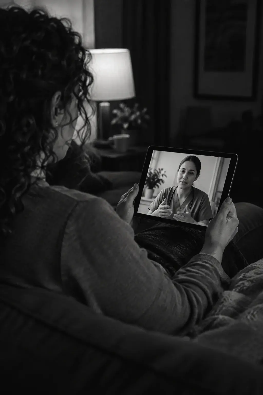 Patient on a video visit with a licensed provider from home